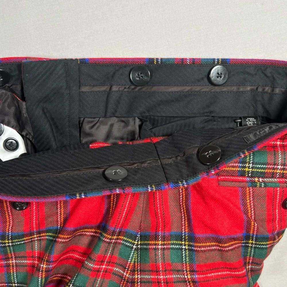 J.Crew Ludlow Slim Red Stewart Tartan Plaid Tuxedo Dress Pants Mens 32x30 AR106